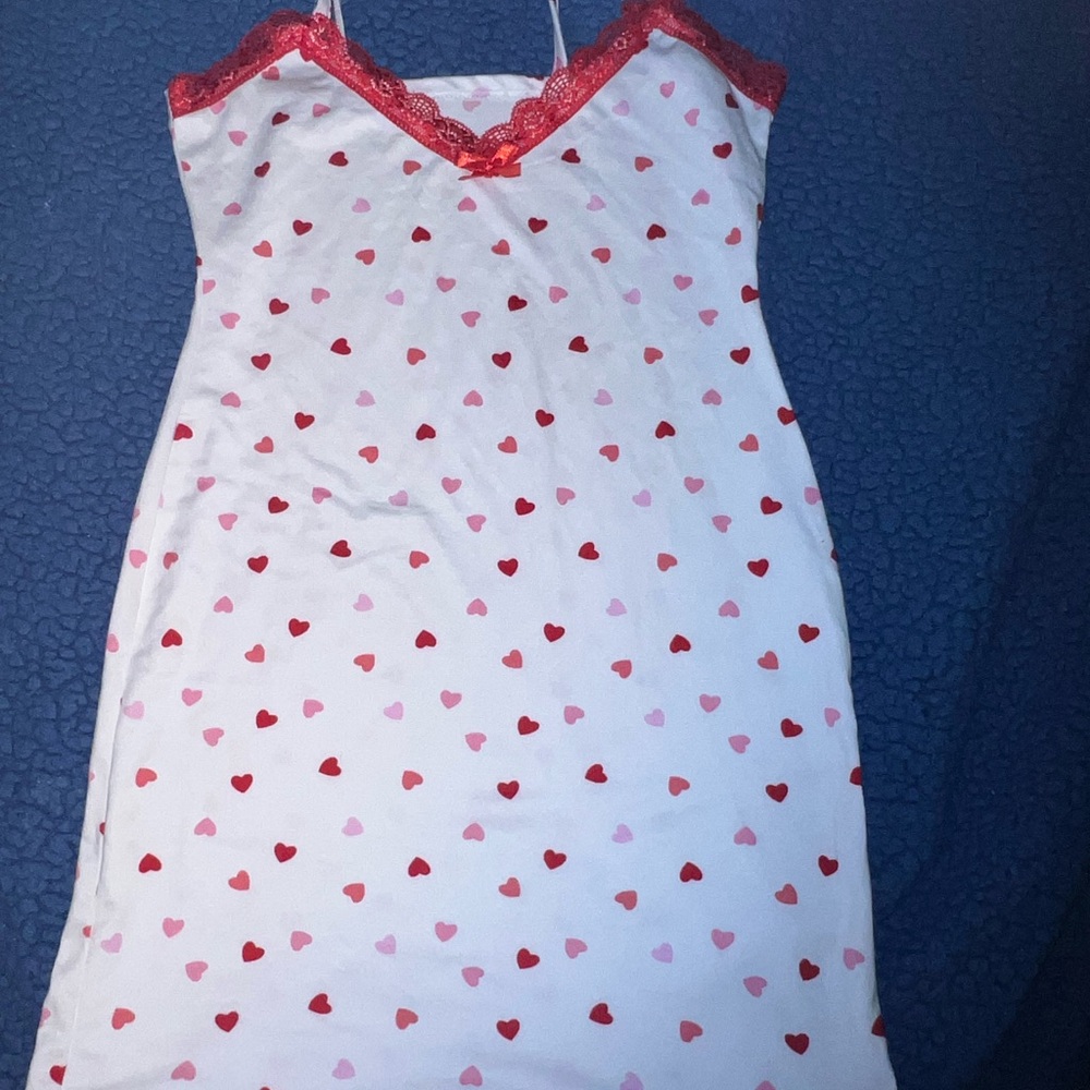 Only Hearts Red and Pink Chemise with Heart Print
